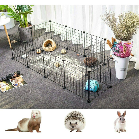 NICEME 12 Panels Small Animals Pen Playpens Cage for Rabbit, Guinea Pigs, Puppy, Bunny Pet Indoor/Outdoor, DIY Metal Wire Storage Cubes Organizer for