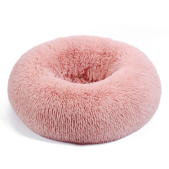 Plush Donut Dog Bed, Cat Bed, Non-Slip Bottom Soft Calming Dog Beds , Luxury Pet Bed for Cats and Small Dogs(pink, 60cm) - Muff
