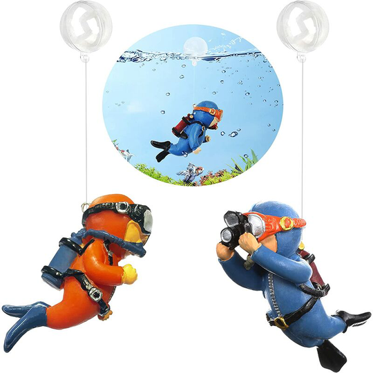 Benobby Kids - 2 Pack Aquarium Decorations Cute Little Diver Floating Aquarium Accessories Fish Aquarium Fish Playmate Suitable for all kinds of fish