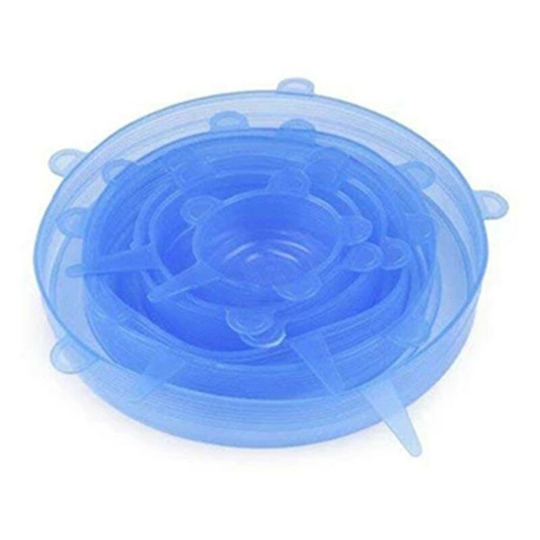 Silicone Stretch Lids Reusable Airtight Food Wrap Covers Eco-friendly Durable Blue Thsinde