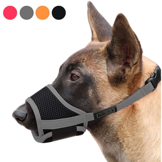 Dog Muzzle Anti-Bark and Chew Soft Nylon Dog Muzzle with Adjustable Breathable Mesh Buckle, s, Grey