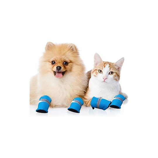 4 Pieces Summer Paw Guards for Small Medium Dogs and Cats Shoes Breathable Anti-Slip Mesh Dog Sandals with Adjustable Buckle Traction Control(L)