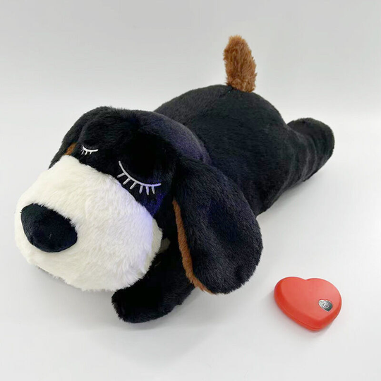 Puppy Toy - Behavioral Aid, Heartbeat - Warm Plush Pet Dog(black)