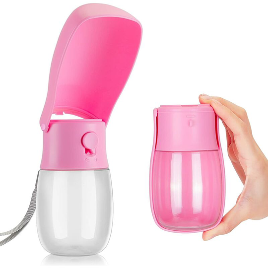 Collapsible Dog Water Bottle, 280ML Dog Water Bottle, Portable Dog Water Bottle for Outdoor Pet Walking, Traveling - Pink