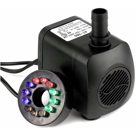 Denuotop - 1164/5000 15W 700L / h submersible water pump with 12 led colour lights for fountain swimming pool garden water aquarium aquarium water