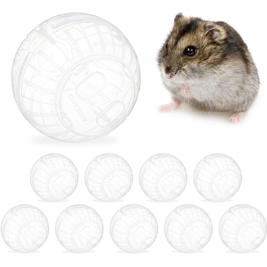 Relaxdays - Set of 10 Hamster Balls, Exercise for Hamsters & Mice, Rodent Toy, Free Range Orb, Plastic, 14 cm, Transparent