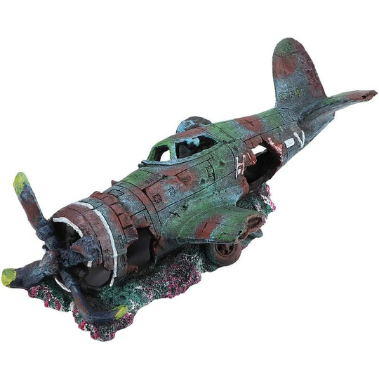 Benobby Kids - Aquarium Boat Ship, Resin Wreck War Plane Fighter Damaged Fighter Plane Fish Tank Aquarium Ornament Cave Decoration