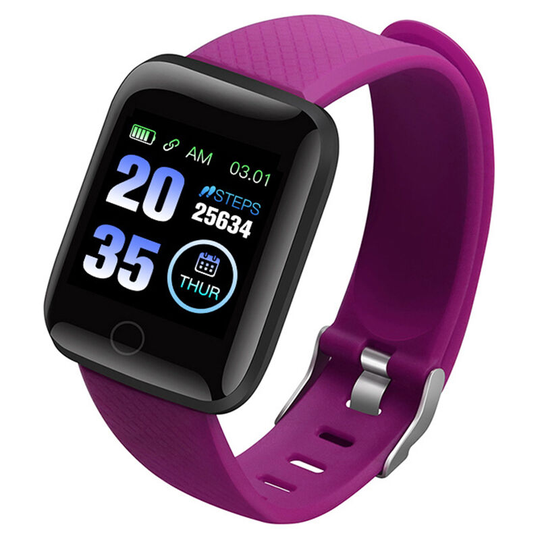 116Plus Sports Bracelet Sports Fitness Wristband Heart Rate Blood Pressure Sleep Monitor Pedometer, Purple - Purple
