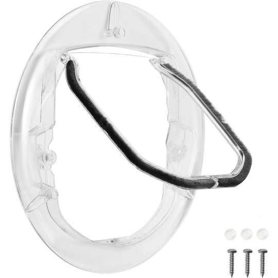 Aougo - Pet Door Transparent 4-Way Locking for Cats & Small Dogs, Round Cat Flap with Door Liner Kit for Sliding Glass Door, Glass Window, Screen