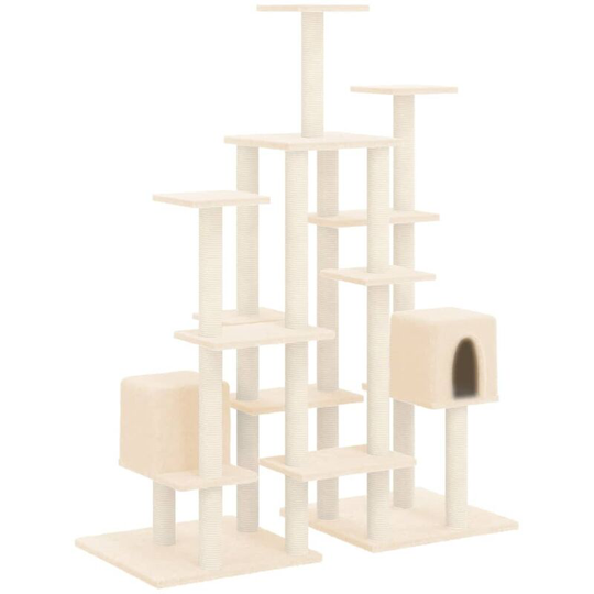 Cat Tree with Sisal Scratching Posts Cream 145 cm vidaXL - Cream