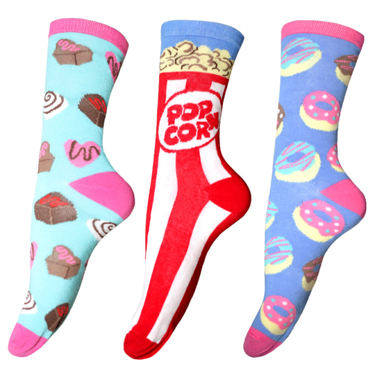 Womens/Ladies Sweet Treats Novelty Socks (3 Pairs)