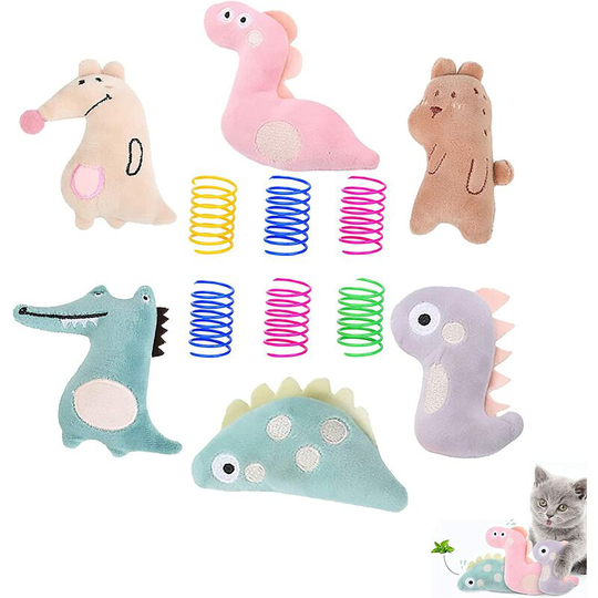 12Pcs Catnip Cat Toys, Interactive Cat Plush Chew Toys, Cat Kittens Toys for Swatting, Biting, Hunting Active Healthy Play