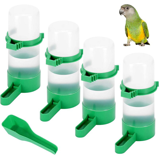 Sun Flowergb - 4 Pack Bird Water Feeder for Cage, No-Mess Automatic Bird Water Bowl Pet Bird Gravity Feeder for Parrots, Budgies, Cockatiels,