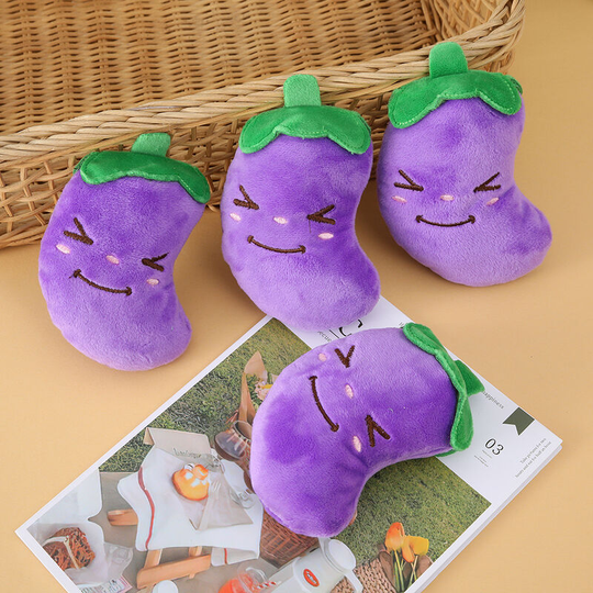 4 pcs Pet supplies Dog can relieve boredom, chew, chew, grind, clean teeth, imitation eggplant plush sounding toy 14 * 5.5cm