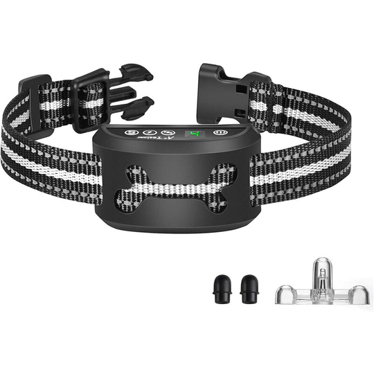Perle Rare - Smart Dog Anti-Bark Collar - 7 Sensitivity Levels and 3 Sound/Vibration/Shock Modes, IP67 Rechargeable, Harmless Collar