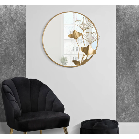 Worceer Round Metal Framed Wall Mounted Accent Mirror in Gold