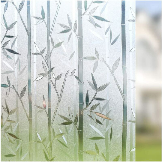 Monly - Blackout Window Film, Privacy Window Film, Bamboo Pattern Window Film, uv Blocking Window Film, Non-Adhesive Electrostatic Window Film,