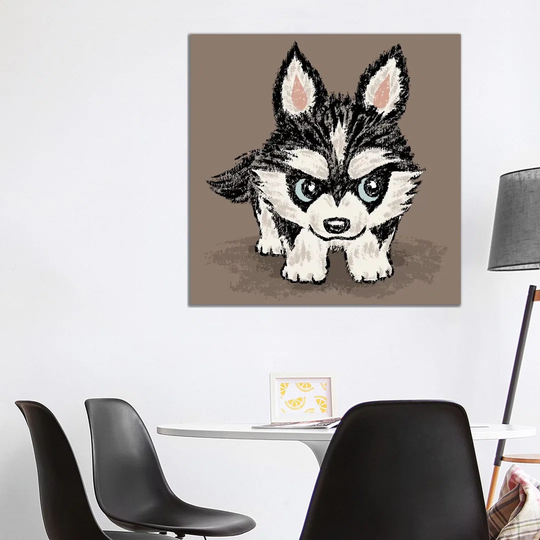 Siberian Husky Puppy by Toru Sanogawa - Wrapped Canvas Painting