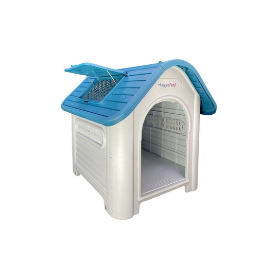(Blue) HugglePets Plastic Dog Kennel With Window