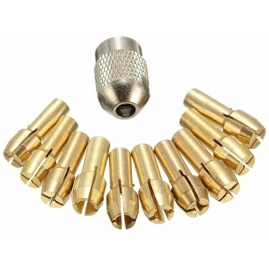 11pcs/set Brass Chuck Chuck 0.5-3.2mm 4.3mm Shank Screw Nut Replacement for Rotary Tools