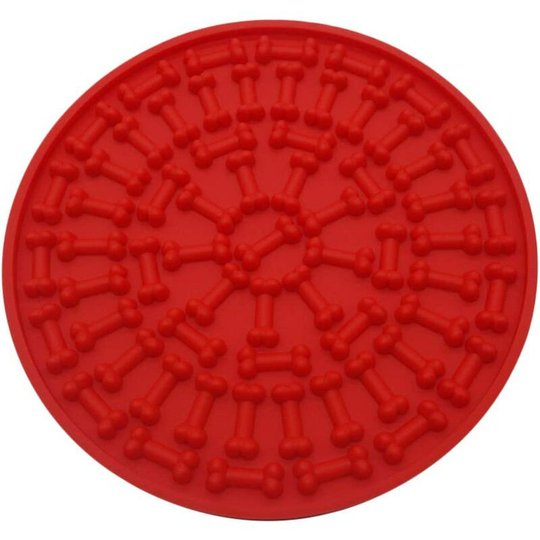 Dog Licking Bath Pad, Puppy Training Lick Suction Cup Slow Bowl and Transfer Care Artifact Bath, Pet Bath Tool (Red)