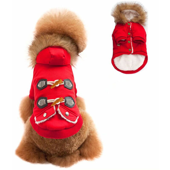Dog cat clothes for pets autumn winter clothing winter warm horn button red hooded clothes for dog xxl-