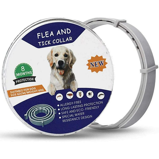 Adjustable anti-flea collar and dog ticks - Waterproof - Protection Efficiency 8 months - Natural essential oil
