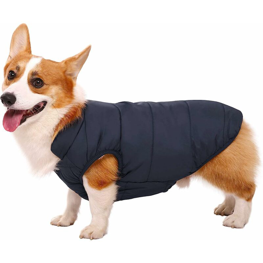 Windproof Dog Winter Jacket, s, Blue Waterproof Dog Coat Warm Dog Vest Cold Weather Pet Clothes with 2 Layers Fleece Lined for Small, Medium and