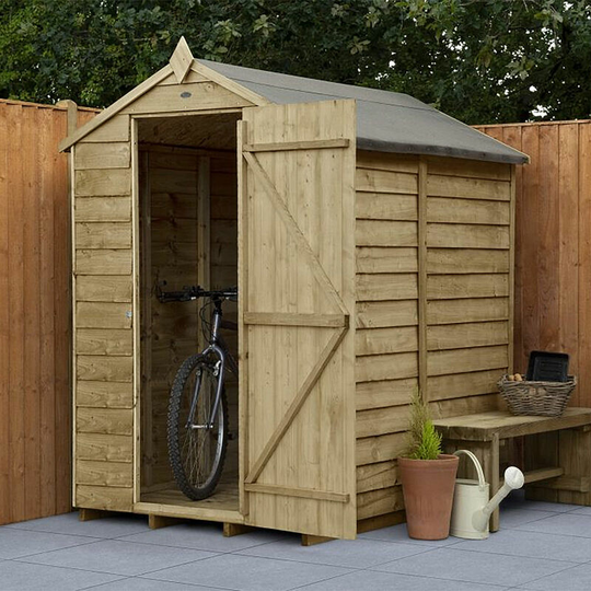 Overlap Pressure Treated 4x6ft Wooden Apex Storage Shed No Window
