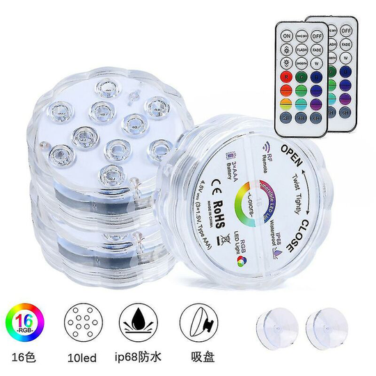 Flkwoh - Waterproof Underwater Led Light, Ip68 Multicolor Underwater Pool Lights With Remote Control Bathtub Lights For Fish Tank Tub Pool Garden
