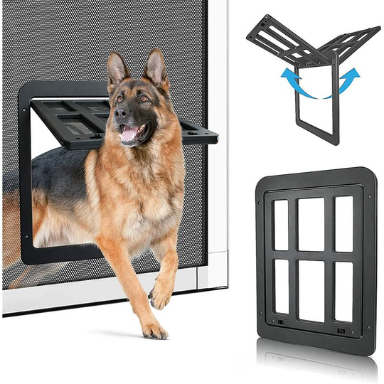 Perle Rare - Pet Door for Dog Mosquito Net with Magnets Cat Flap Mosquito Net Easy Installation for Cats/Dogs --- Black (34cm x 44cm)
