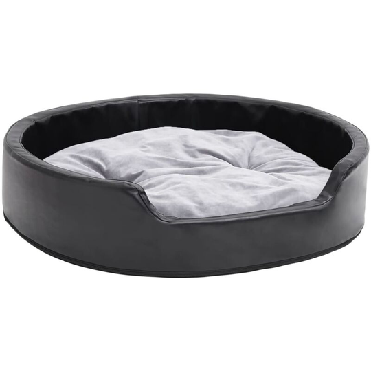 Dog Bed Black and Grey 79x70x19 cm Plush and Faux Leather Vidaxl Black