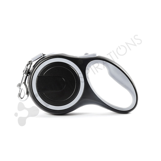 (5M - 20KG Max, Grey) Retractable Dog Lead Extending Leash, Size 3M - 8M - 10 - 50 kg