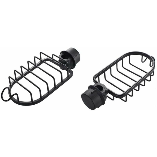 Set of two black aluminum shower supports to be screwed and adjustable in height (black)
