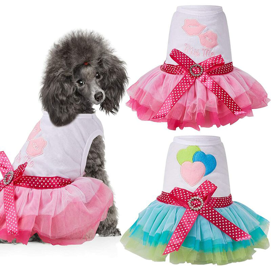2 Pieces Dog Tutu Dress Cute Pet Skirt Puppy Princess Skirt Pet Summer Apparel for Small Dogs and Cats