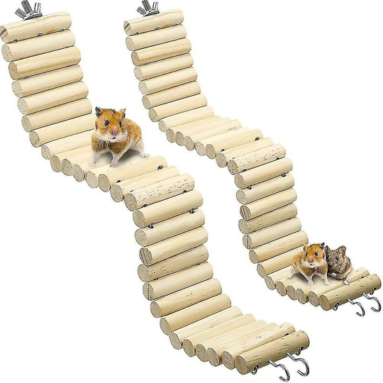 Wooden Pet Ladder Bridge 2 Pieces Soft Animal Bridge (wooden Color)