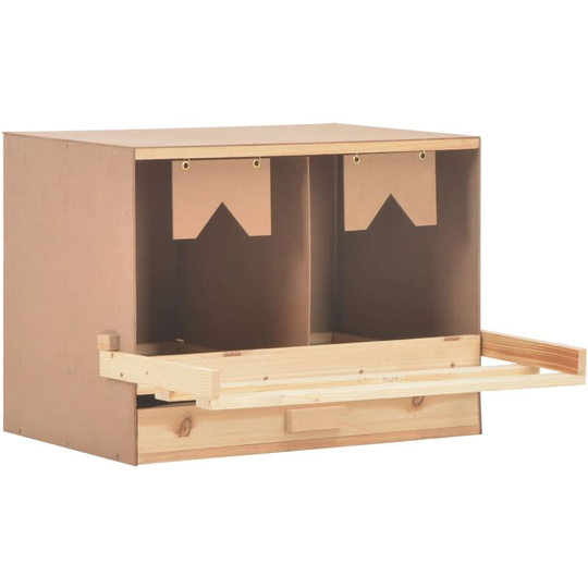 Chicken Laying Nest 2 Compartments 63x40x45 cm Solid Pine Wood