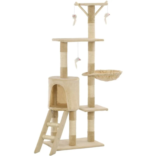 Cat Tree with Sisal Scratching Posts 138 cm Beige Vidaxl Beige