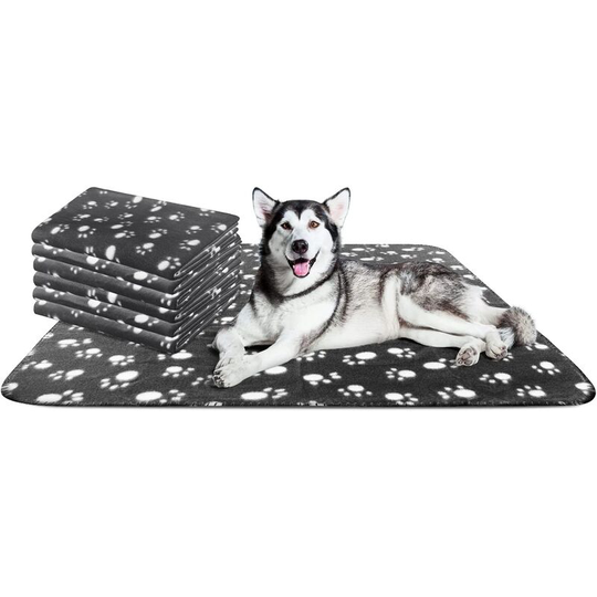 6 x Soft Plush Blankets Mats for Dogs, Cats, Rabbits and Other Pets Washable Black160*100cm - Rhafayre