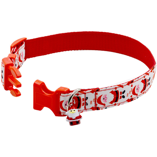 Adjustable Dog Collar Festival Christmas Santa Pattern Pet Gift Collar For Dogs Cats,L
