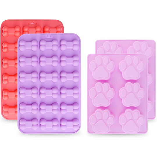 Perle Rare - Puppy dog paw (6 cavities) and bone molds, silicone molds for dogs, silicone molds for chocolate, candies, jelly, ice cubes, dog treats