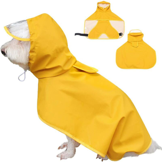 Dog Raincoat with Hood Hole for Harness 100% Waterproof Ultralight Breathable Rain Jacket Small Medium Dogs Rain Coat with Adjustable Hood Poncho