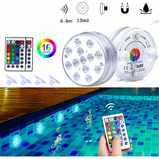 Qersta - 4 Pack Color Changing Submersible led Pool Lights Waterproof for Pool Fountain, Wedding, Party, Halloween, Christmas Decoration (4 Pcs)