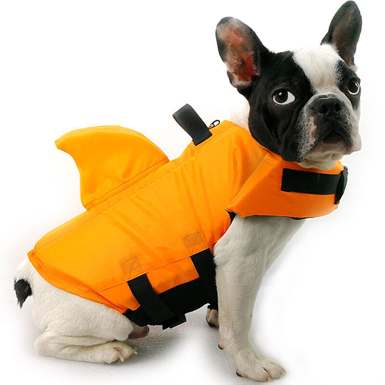 Vest Summer Shark Pet Life Vest Dog Clothes - Dog Swimwear, Pets Swimming Orange (M)