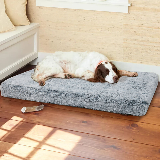 Oversize Orthopedic Dog Bed Long Plush Memory Foam Mattress Crate Support Mat, Small (25.5x17.7x3.1 in)