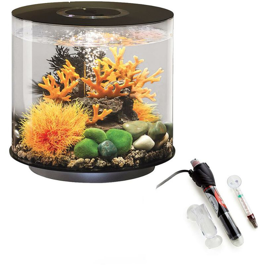 Biorb - Tube 15L Aquarium, Black with Standard led lighting and Heater Pack