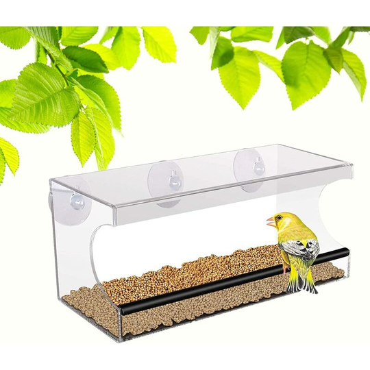 Pedy - Window Bird Feeder Large, Hanging Clear Bird House Acrylic Bird Feeders with 3 Strong Suction Cup, Bird Feeding Station Great for Seniors Bird