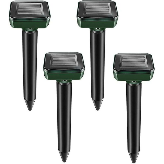 Solar Moles Repellent Stakes Set of 4 - RpulsIve Moles Ultrasound - Solar Powered Mole Killer for Moles, Snakes, Voles, Gops
