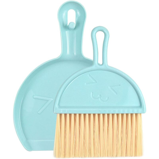 Osqi - Mini Plastic Dustpan and Broom, Mini Dustpan and Brush Set, Small Broom Desk Cleaning Tool, Small Multi-Function Sweeping Broom for Kids
