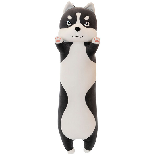 Throw Pillow Cute Cartoon Long Husky Shaped Doll Toy Plush Toy Sleeping Decorative Gift,